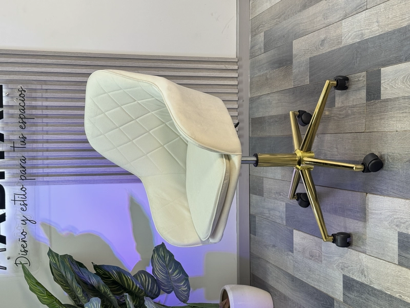 Silla Escritorio Lux Felpa Pedestal Dorado - BEIGE/CRUDO - 6