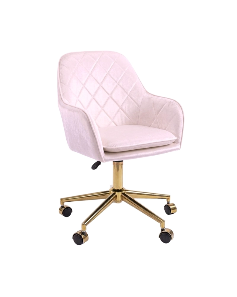 Silla Escritorio Lux Felpa Pedestal Dorado - ROSADO - 1