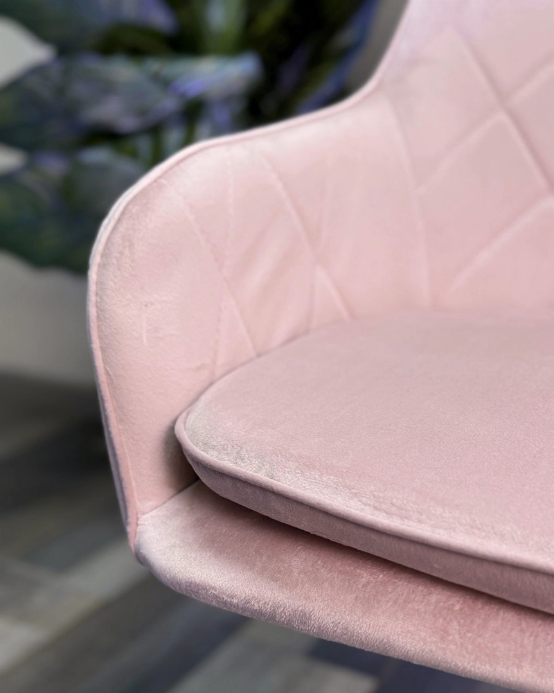Silla Escritorio Lux Felpa Pedestal Dorado - ROSADO - 5