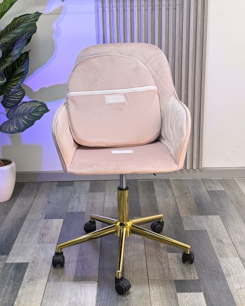 Silla Escritorio Lux Felpa Pedestal Dorado - ROSADO - 6