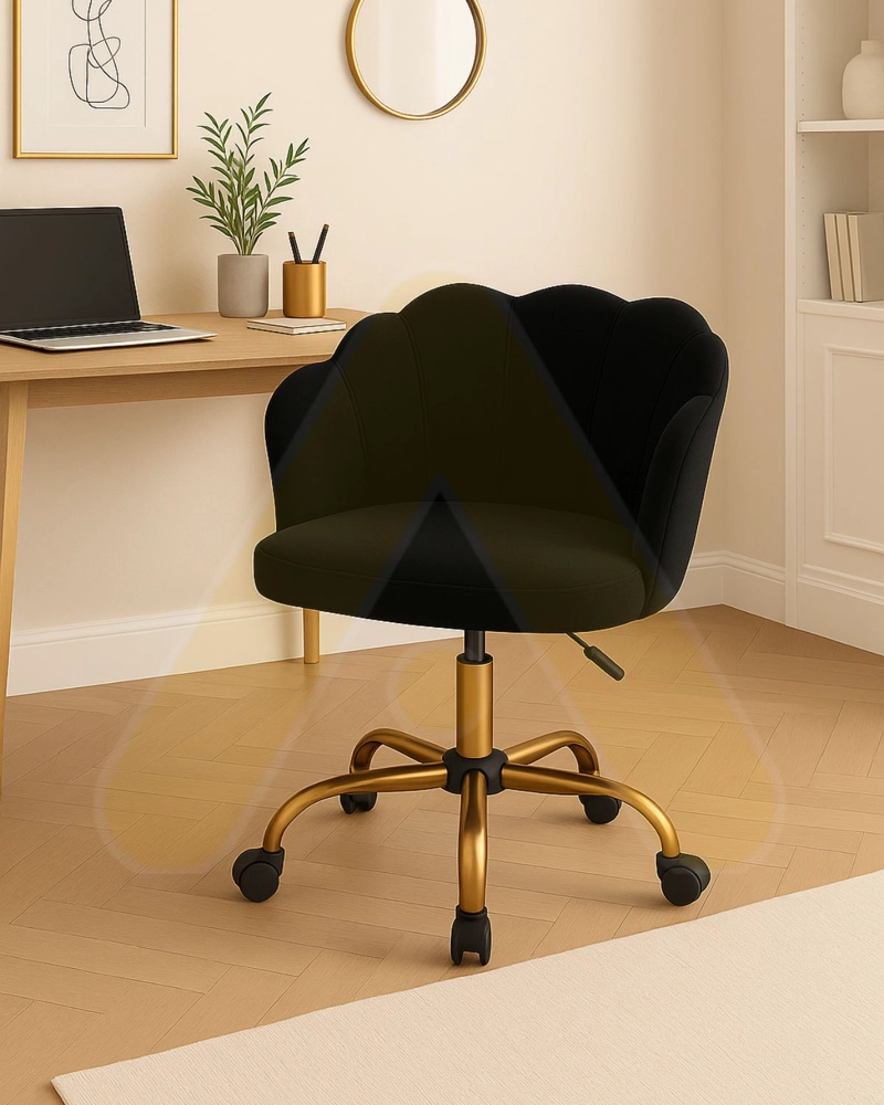 Silla Giratoria Ostra Escritorio Dorado - Negro - 2