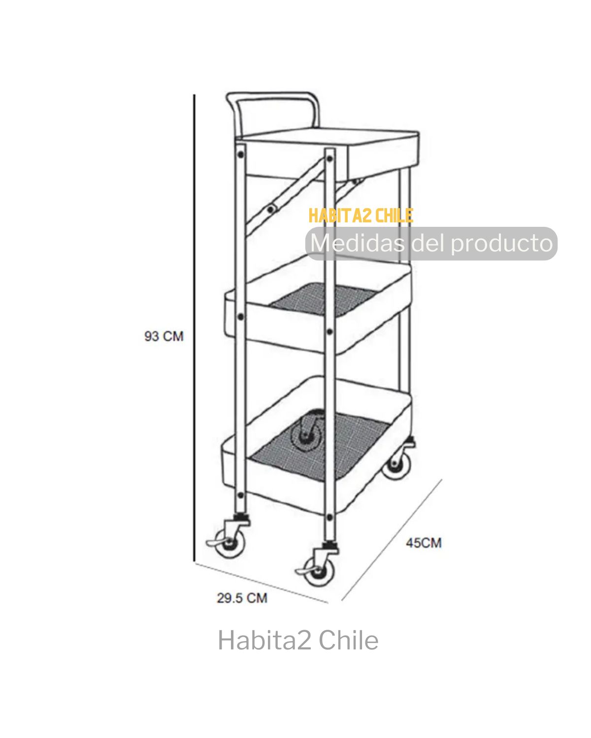 CARRO ORGANIZADOR MUEBLE MULTIUSO PLEGABLE - EN COLOR NEGRO - 4
