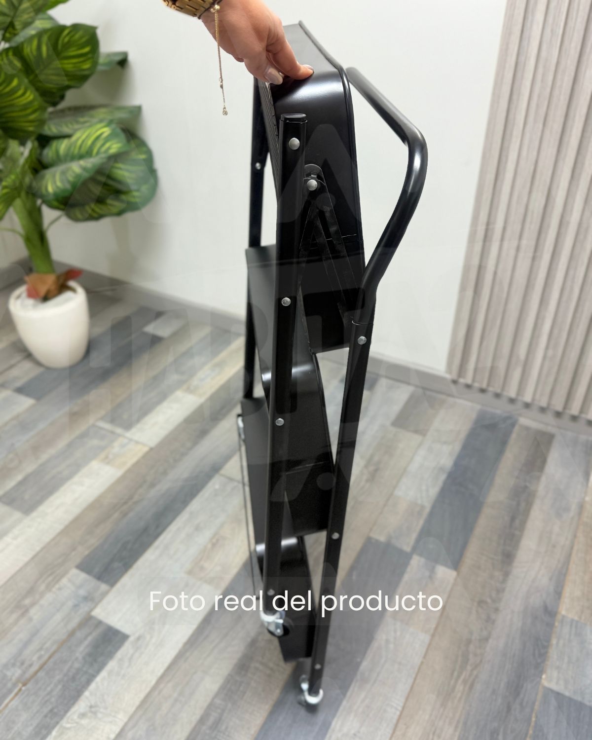 CARRO ORGANIZADOR MUEBLE MULTIUSO PLEGABLE - EN COLOR NEGRO - 6