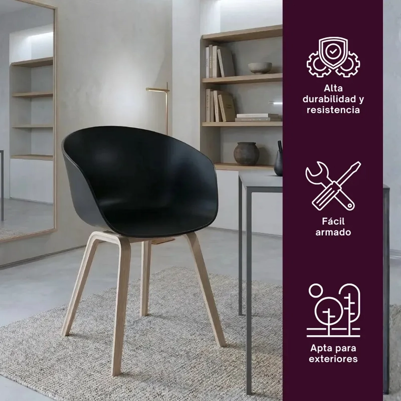 BUTACA SITIAL SERENITY PARA LIVING O TERRAZA POLIPROPILENO RESISTENTE - NEGRO - 2