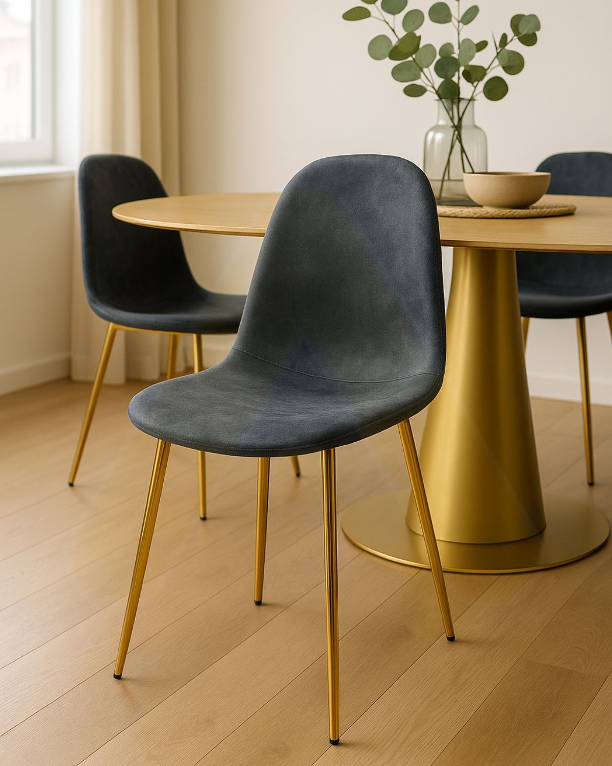 SILLA PARA COMEDOR DE GAMUZA MURCIA DORADA 2 UNIDADES - GRIS - 2