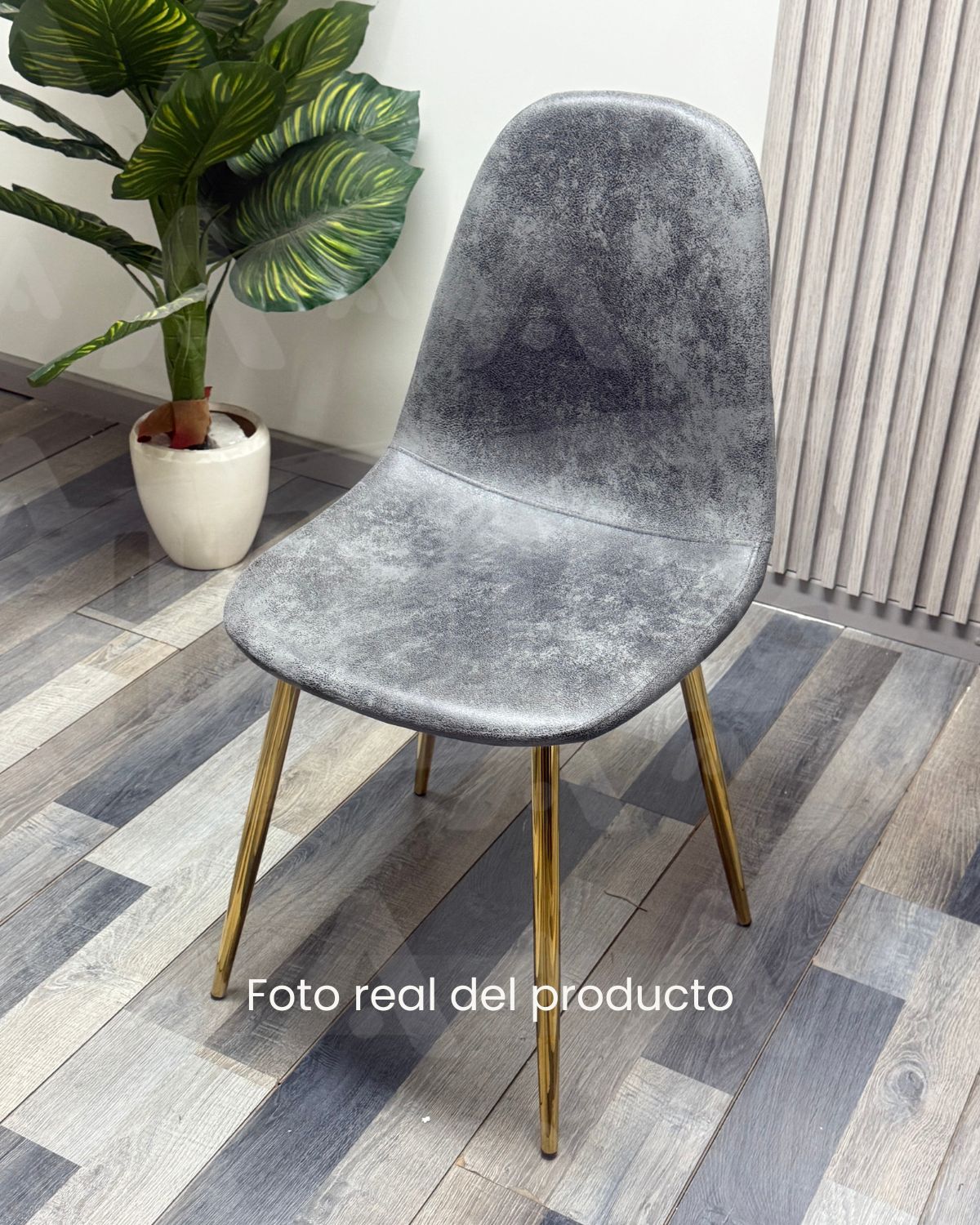 SILLA PARA COMEDOR DE GAMUZA MURCIA DORADA 2 UNIDADES - GRIS - 3
