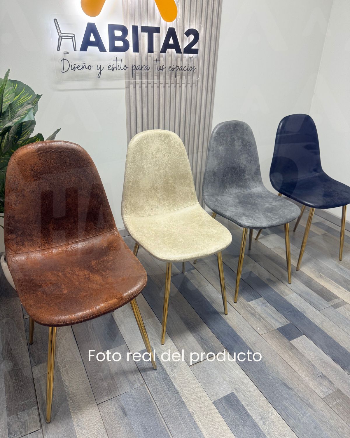 SILLA PARA COMEDOR DE GAMUZA MURCIA DORADA 2 UNIDADES - GRIS - 4