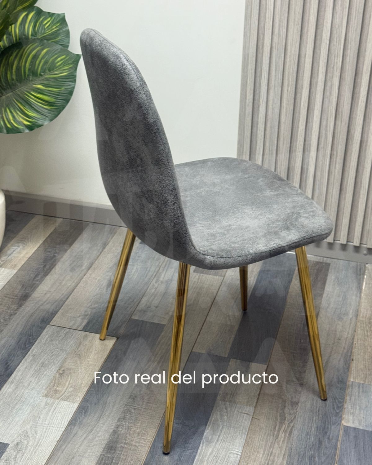 SILLA PARA COMEDOR DE GAMUZA MURCIA DORADA 2 UNIDADES - GRIS - 5