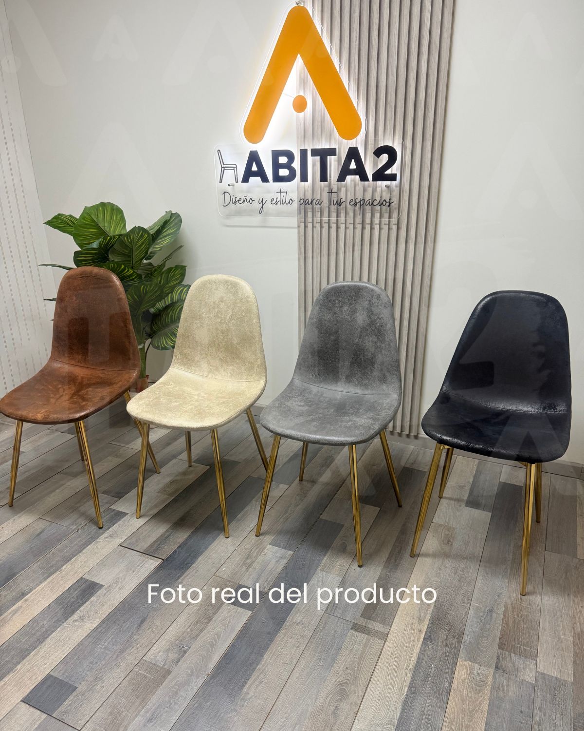 SILLA PARA COMEDOR DE GAMUZA MURCIA DORADA 2 UNIDADES - NEGRO - 3