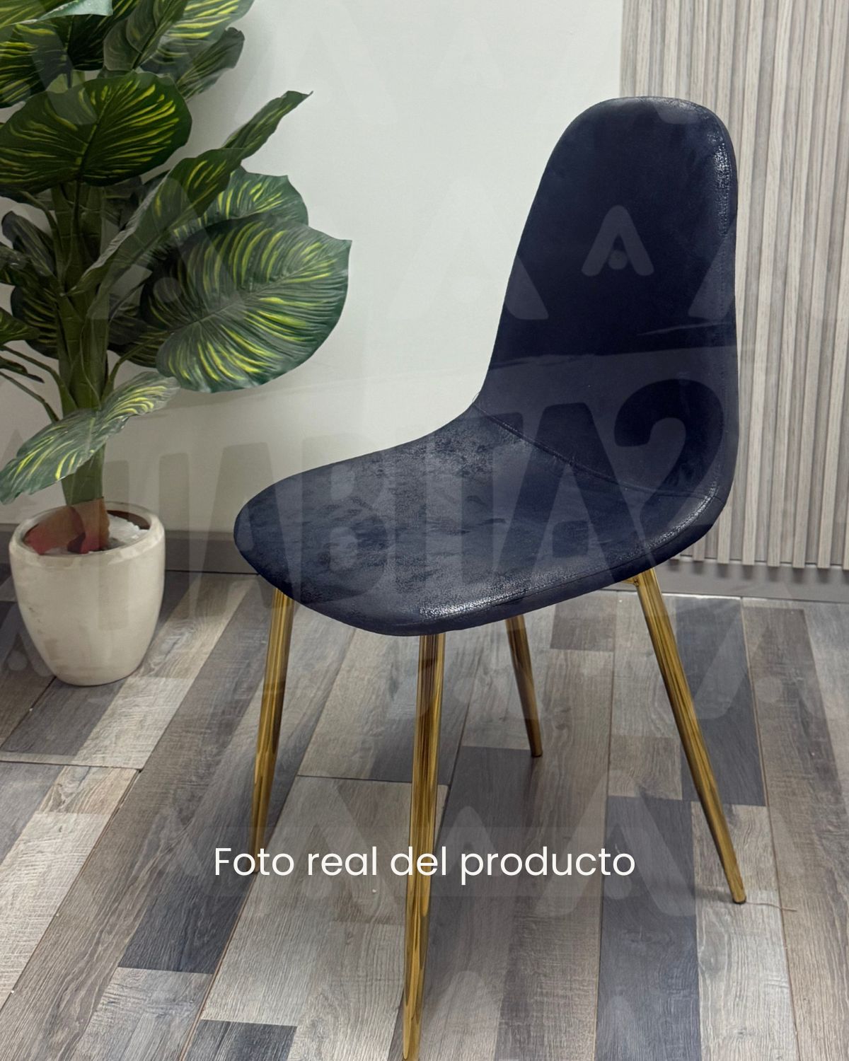 SILLA MURCIA DORADA PARA COMEDOR DE GAMUZA 4 UNIDADES - NEGRO - 4