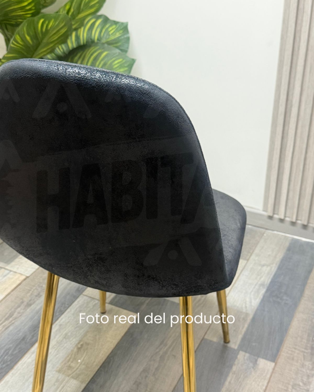 SILLA MURCIA DORADA PARA COMEDOR DE GAMUZA 4 UNIDADES - NEGRO - 6