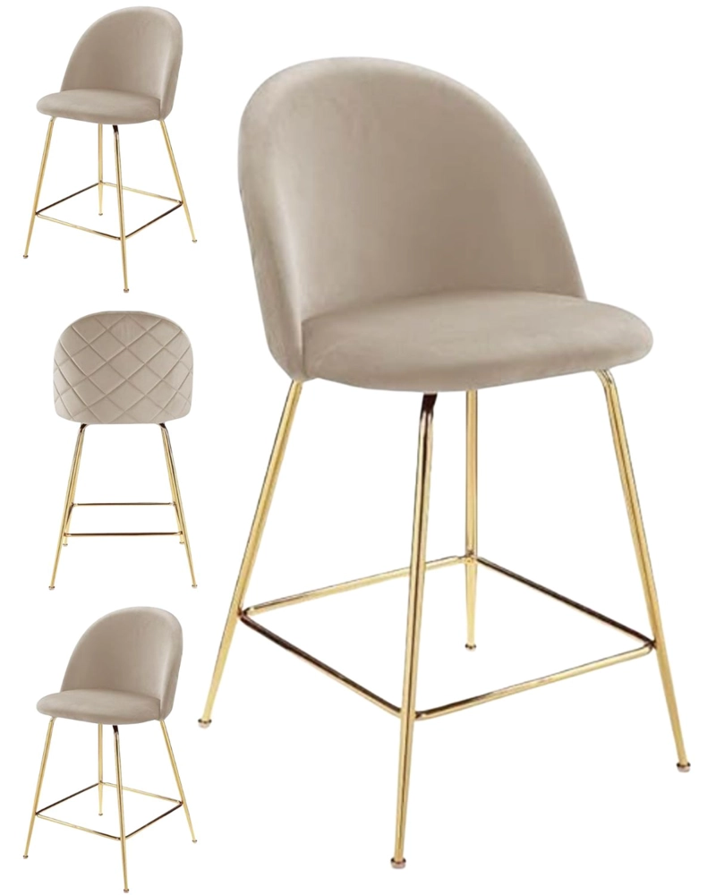 PACK 4 TABURETES DE BAR SILLAS 66 CM DELUXE - BEIGE - 1