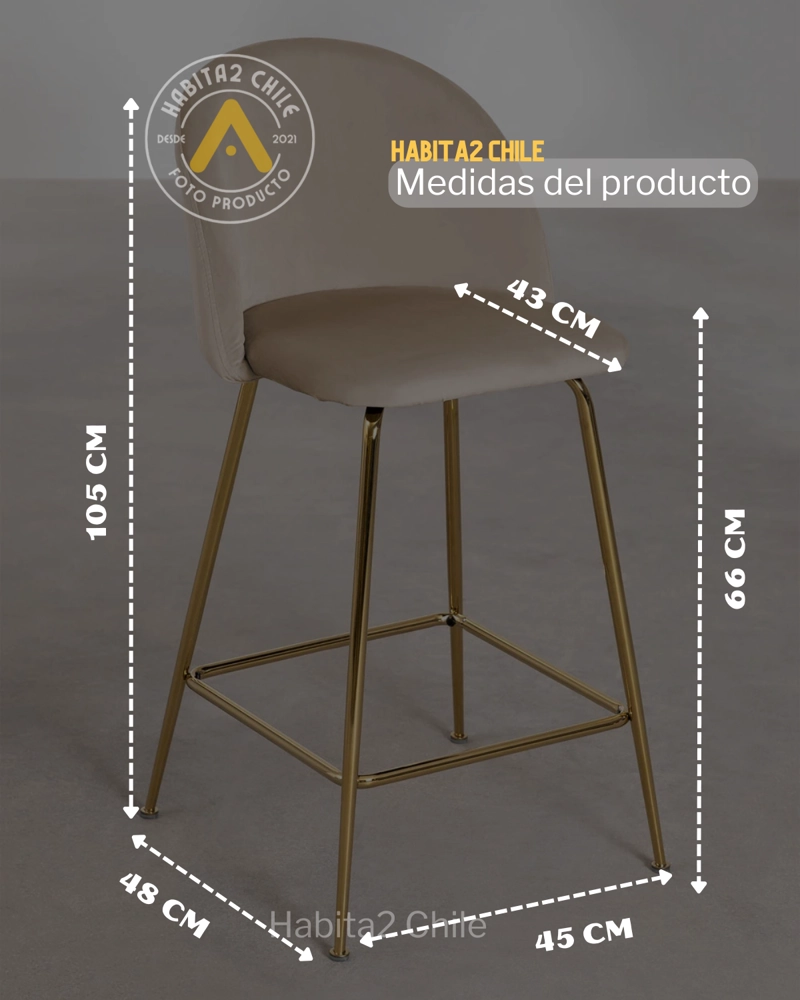 PACK 4 TABURETES DE BAR SILLAS 66 CM DELUXE - BEIGE - 2