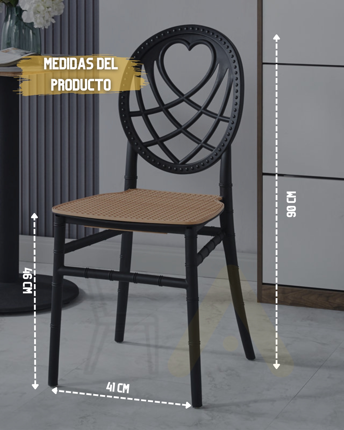 SILLA PARA TERRAZA O LIVING AMORE NEGRO - 2 UNIDADES - 6