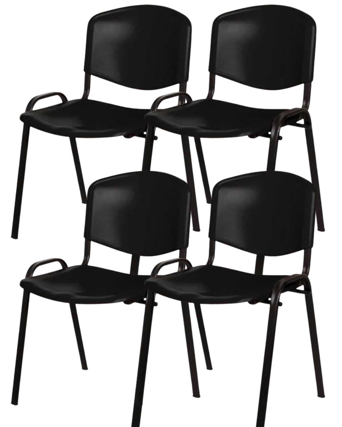PACK 4 SILLAS PARA SALA DE ESPERA ISO MEETING PLASTICA - NEGRO - 1