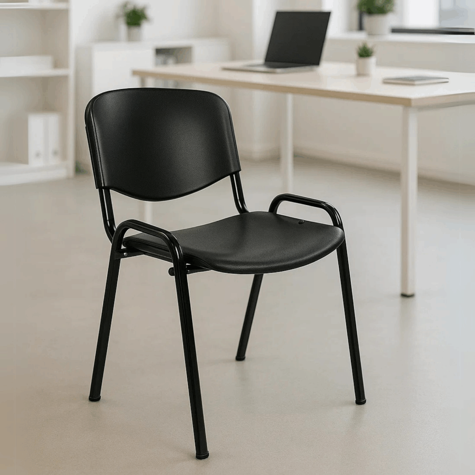 PACK 4 SILLAS PARA SALA DE ESPERA ISO MEETING PLASTICA - NEGRO - 4