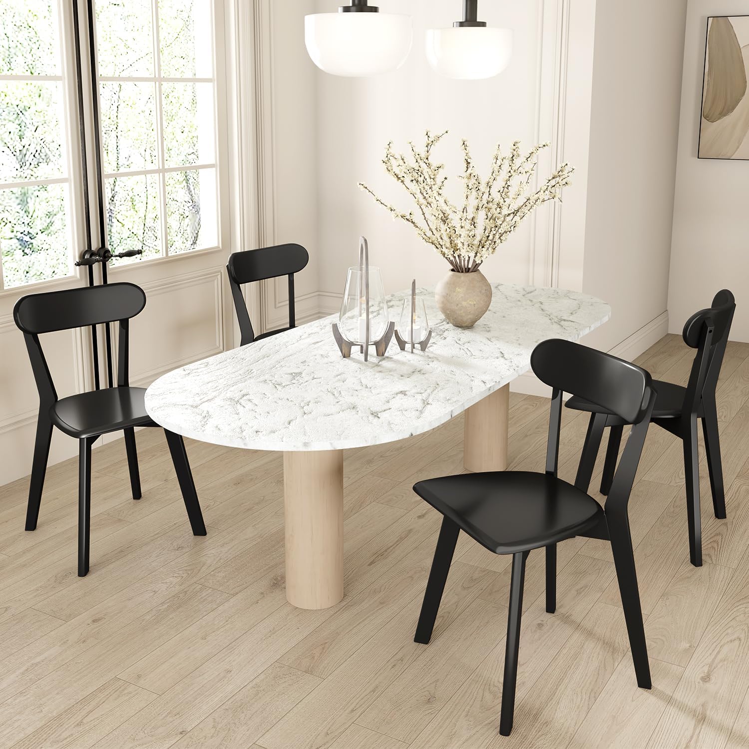 PACK 4 SILLAS PHILLIPE DE MADERA PARA COMEDOR - NEGRO - 6