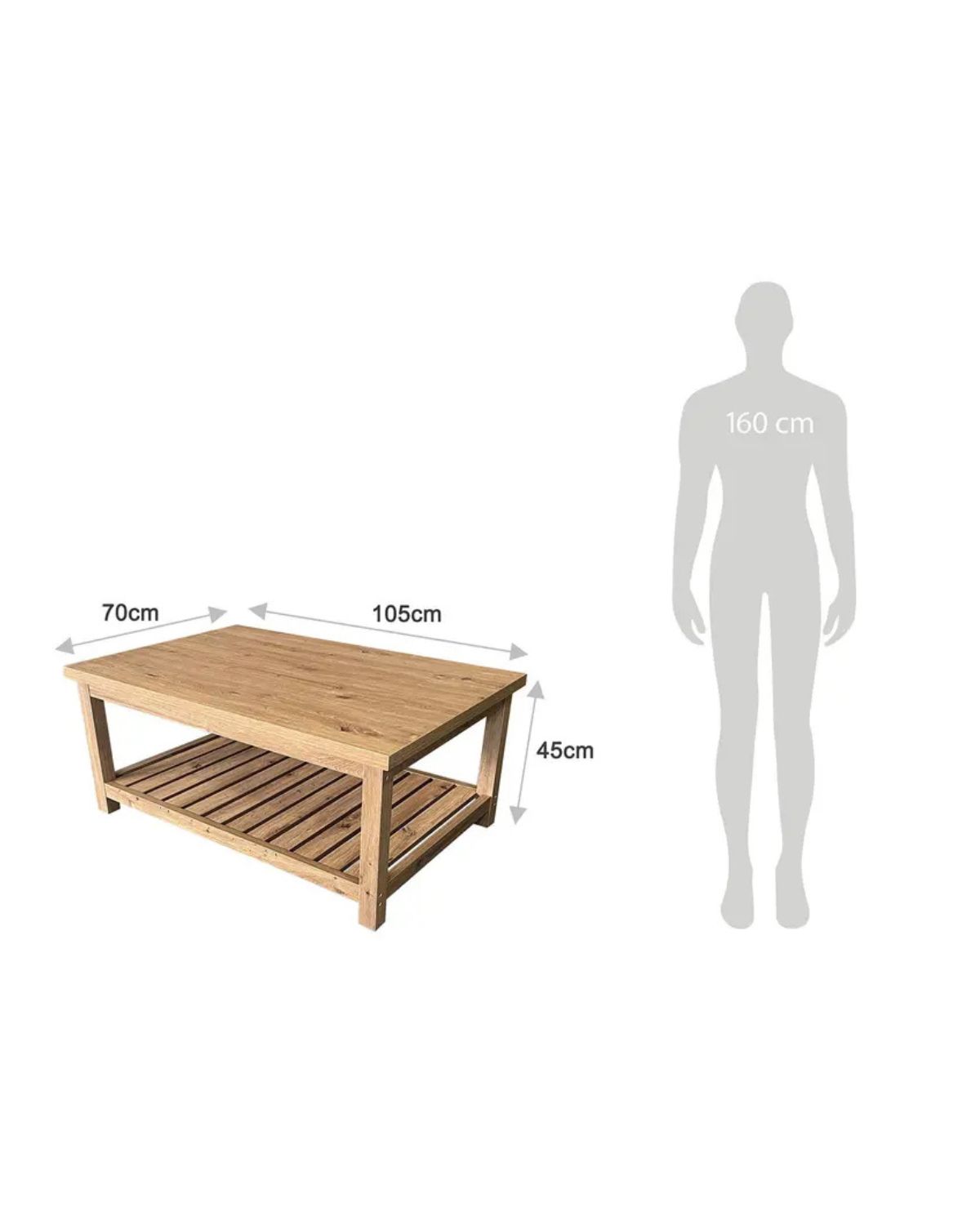 MESA DE CENTRO MODERNA JAPANDI CON REPISA 105X70 CM - 6