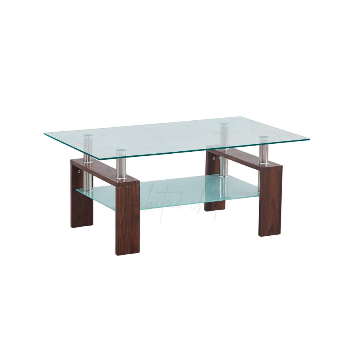 MESA DE CENTRO VIDRIO RECTANGULAR - CAFE OSCURO - 1