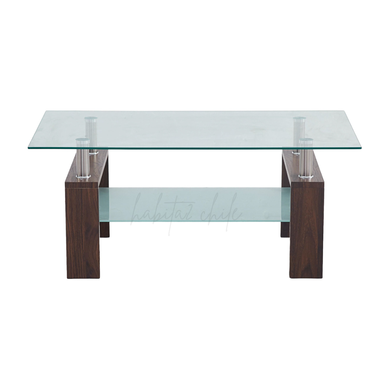 MESA DE CENTRO VIDRIO RECTANGULAR - CAFE OSCURO - 2