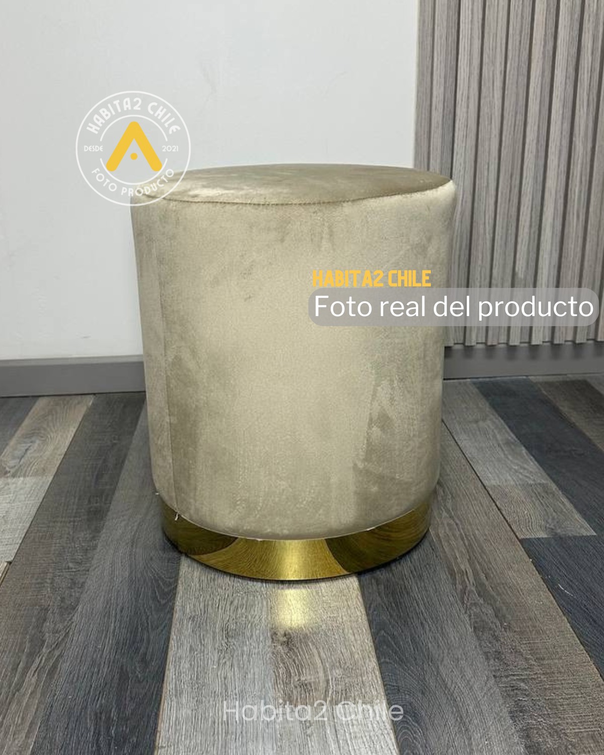 POUF OLIVIA DE TERCIOPELO PUFF PARA LIVING ELEGANTE - BEIGE - 4