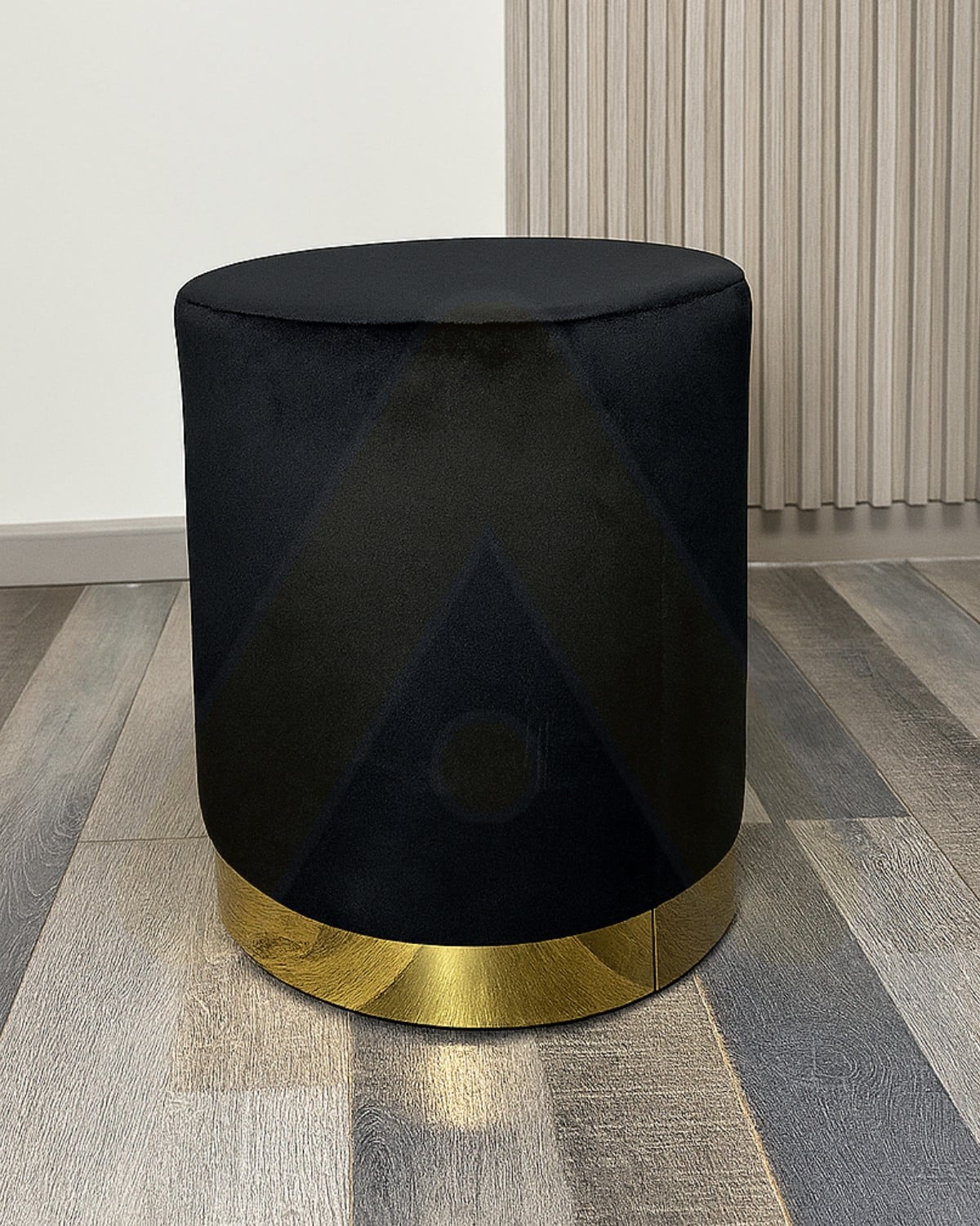 PUFF OLIVIA DE TERCIOPELO POUF PARA LIVING ELEGANTE - NEGRO