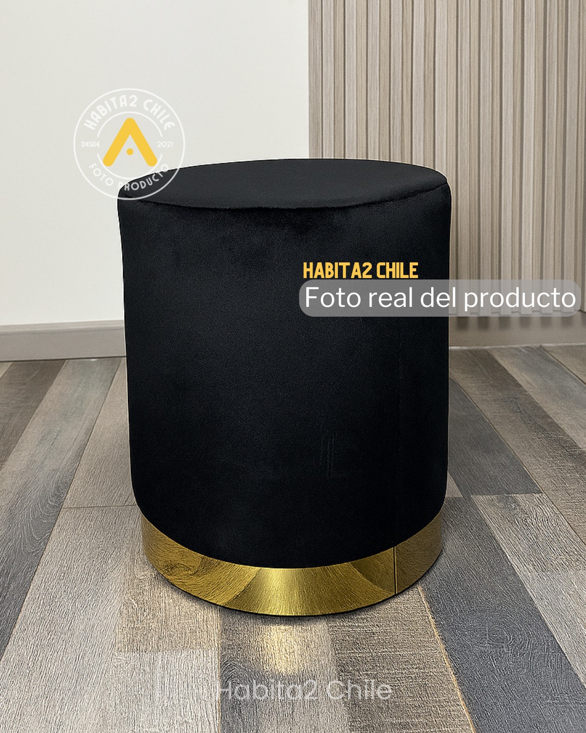 PUFF OLIVIA DE TERCIOPELO POUF PARA LIVING ELEGANTE - NEGRO - 3