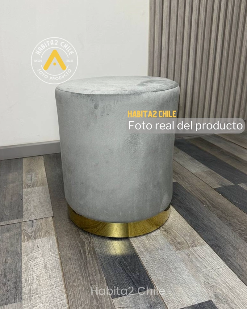 PUFF OLIVIA DE TERCIOPELO POUF PARA LIVING ELEGANTE - GRIS - 3