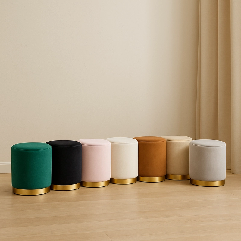 POUF OLIVIA DE TERCIOPELO PUFF PARA LIVING ELEGANTE - ROSA - 5