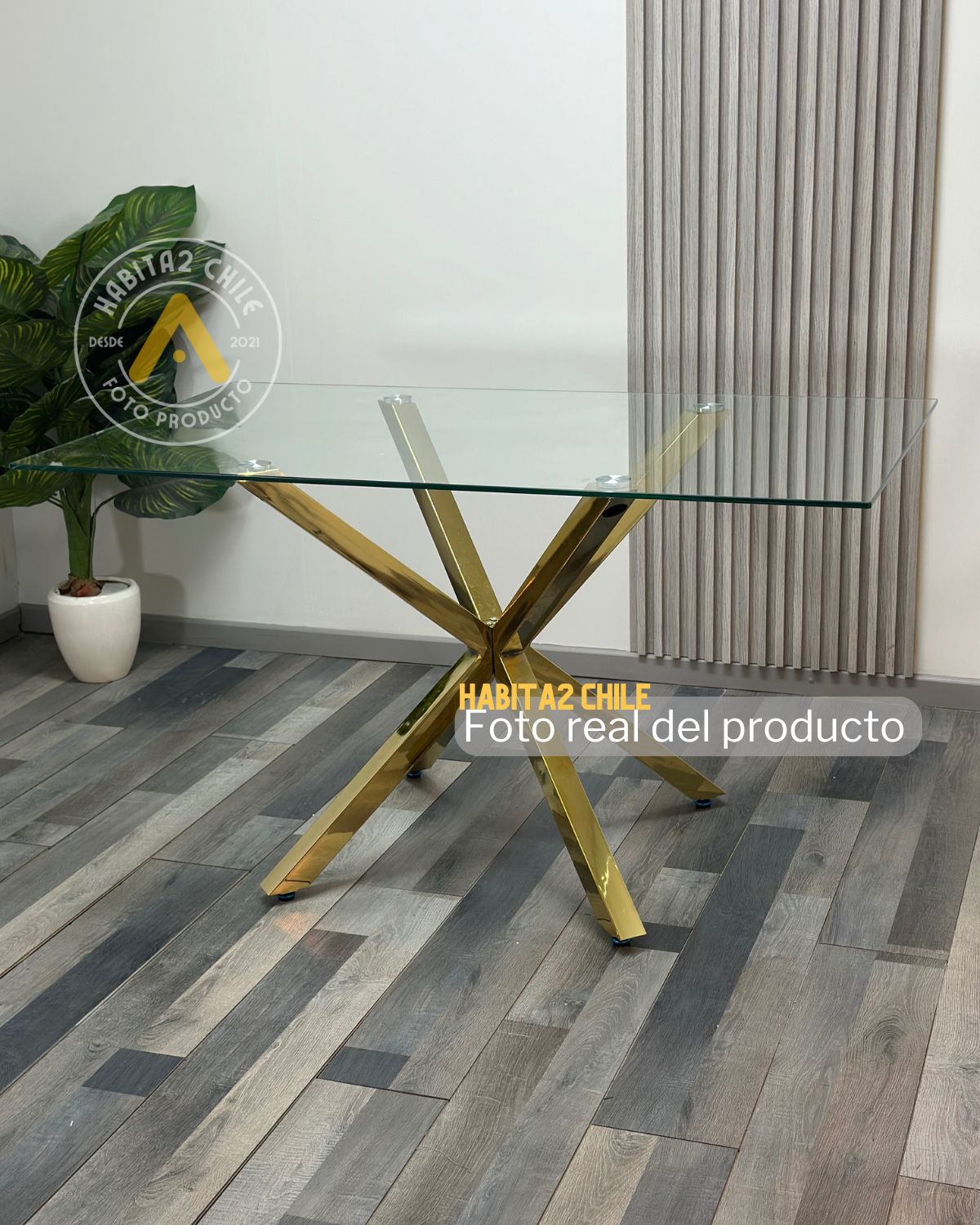 MESA CON BASE DORADA MADRID RECTANGULAR 140 X80 - 2