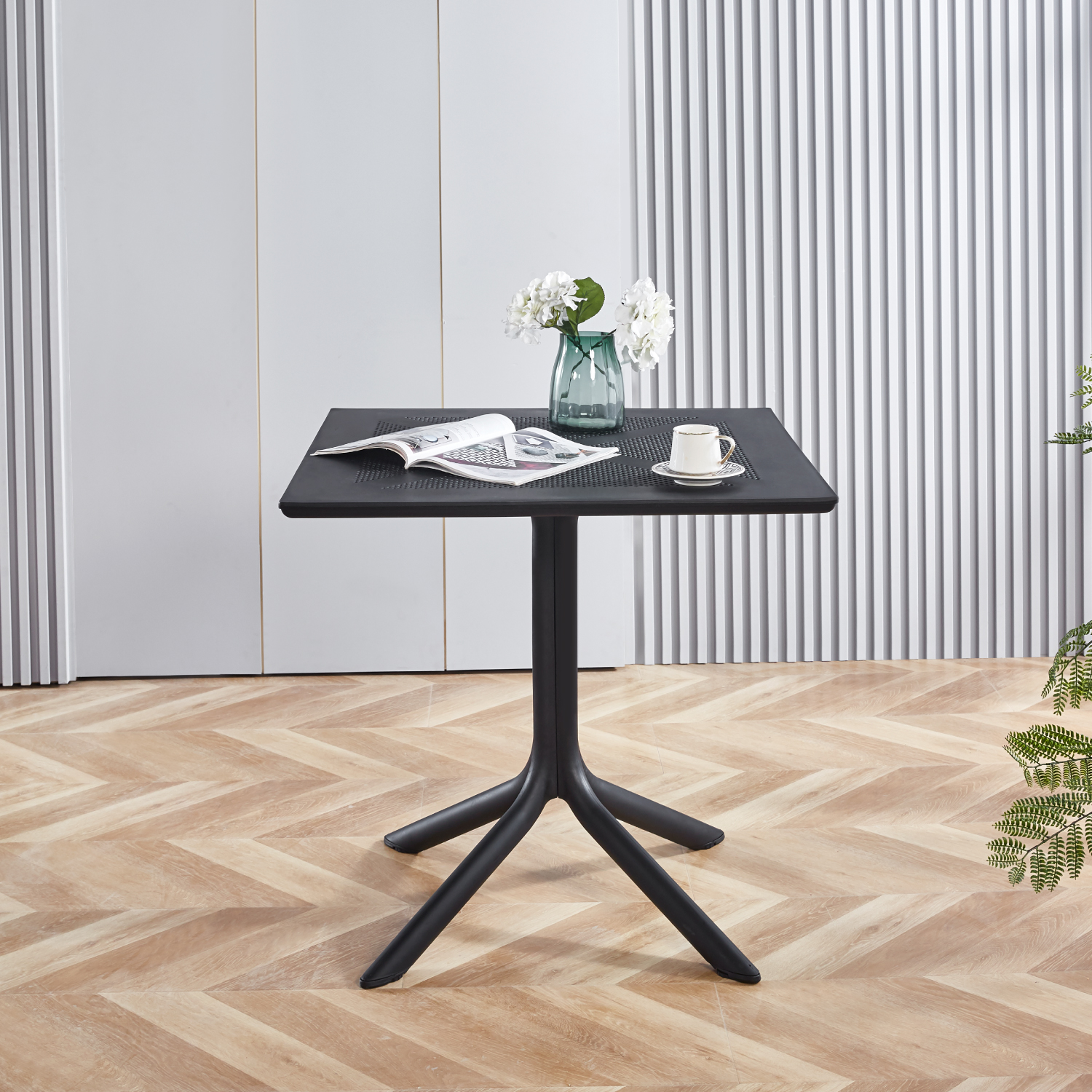 MESA PARA EXTERIOR NEGRA 80X80 POLIPROPILENO - 3