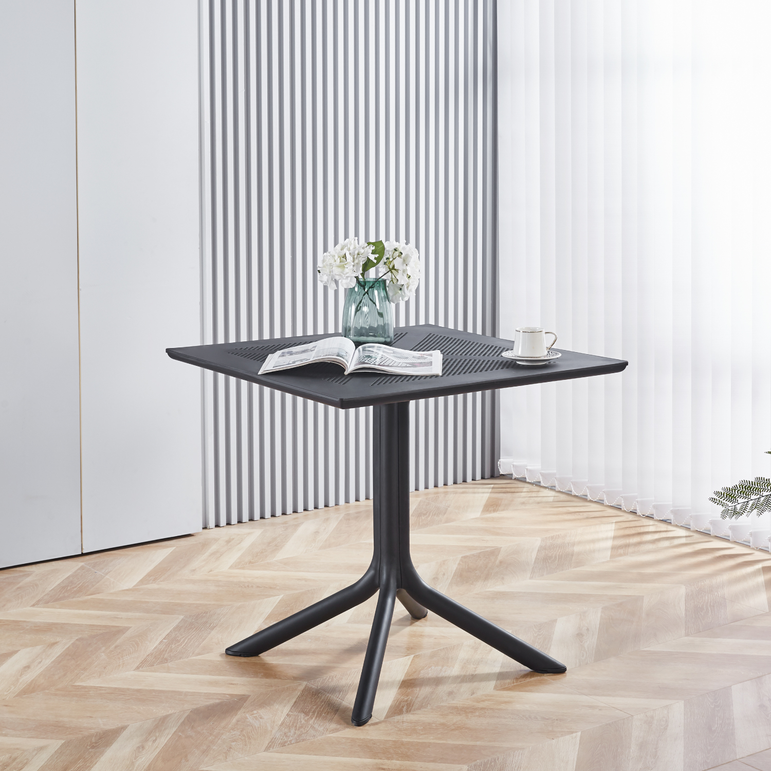 MESA PARA EXTERIOR NEGRA 80X80 POLIPROPILENO - 4