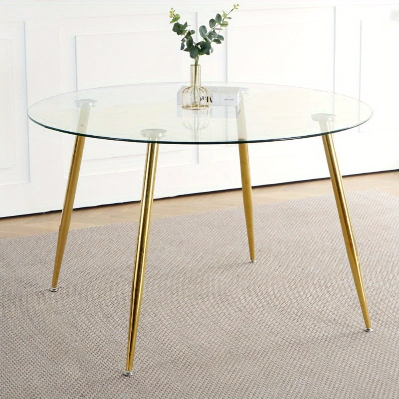 MESA REDONDA DE VIDRIO 120CM MINIMALISTA - PATAS DORADA - 2