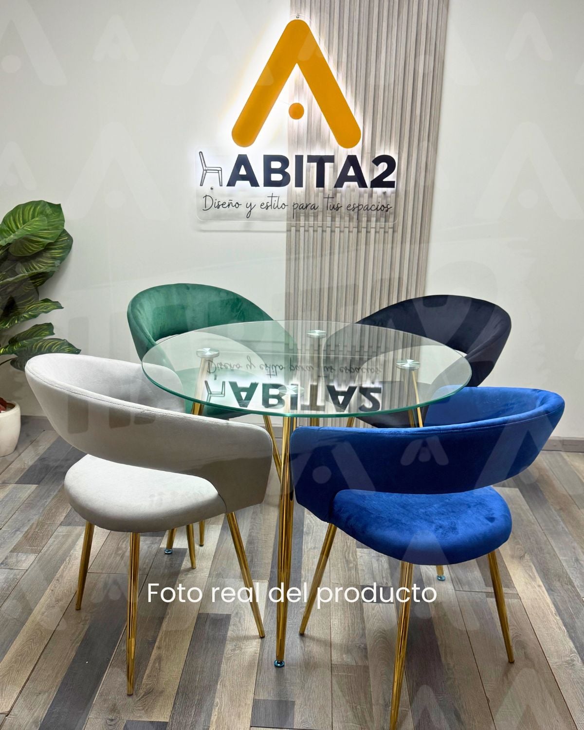 MESA REDONDA DE VIDRIO 120CM MINIMALISTA - PATAS DORADA - 5