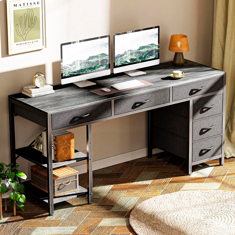 ESCRITORIO NEGRO RECTANGULAR 137CM BRANDO 6 CAJONES - 2