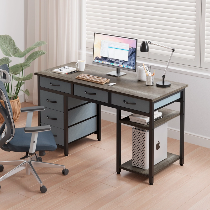 ESCRITORIO NEGRO RECTANGULAR 137CM BRANDO 6 CAJONES - 5