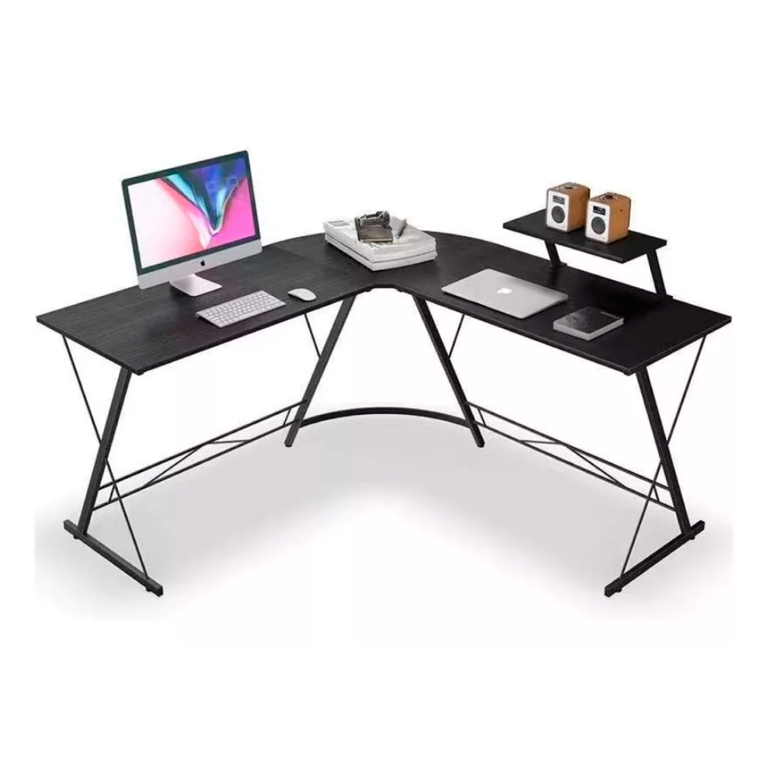 ESCRITORIO ANGULAR EN L GAMER DARK NEGRO 150CM - 1