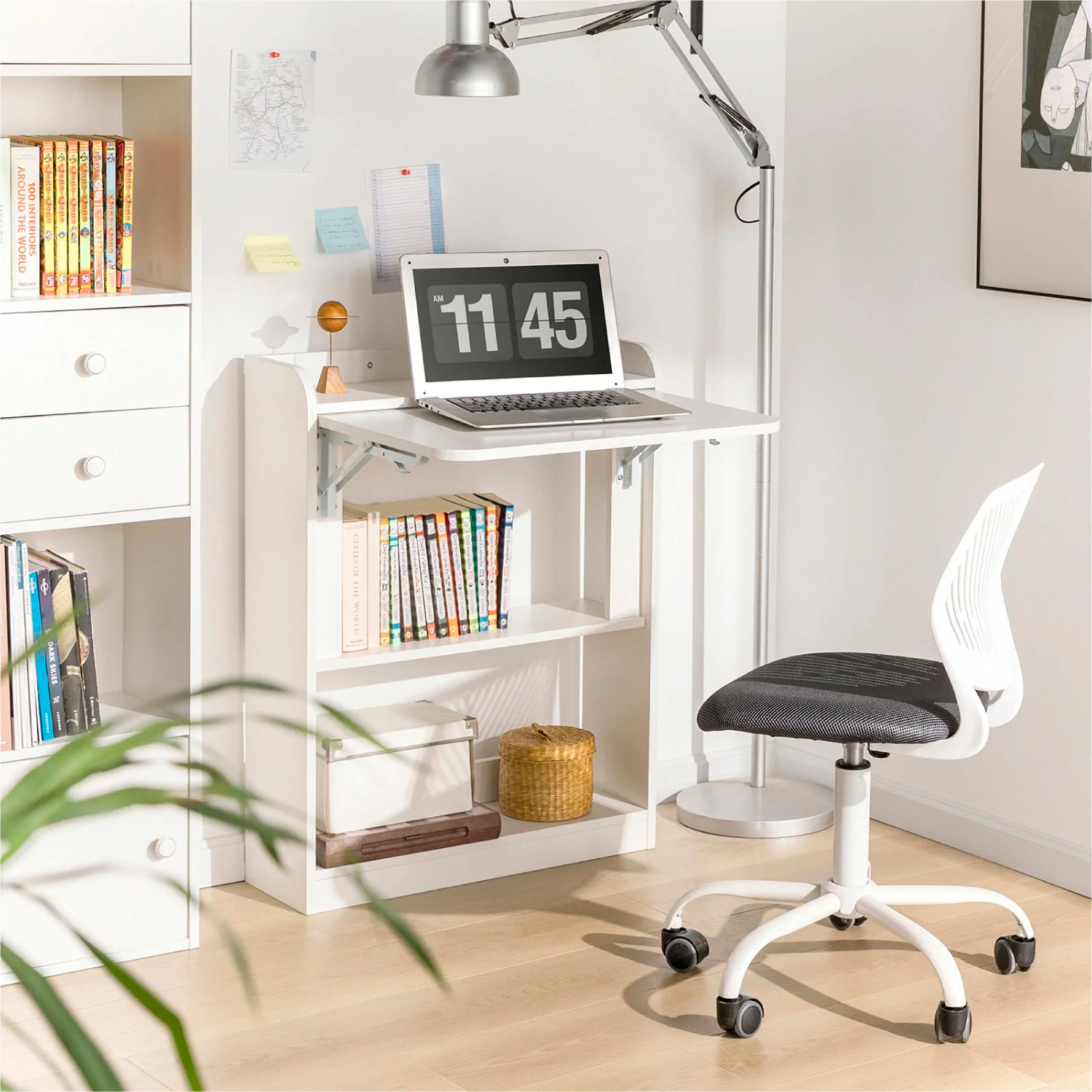 ESCRITORIO FLAT CON REPISA BLANCO MULTIFUNCIONAL - 4