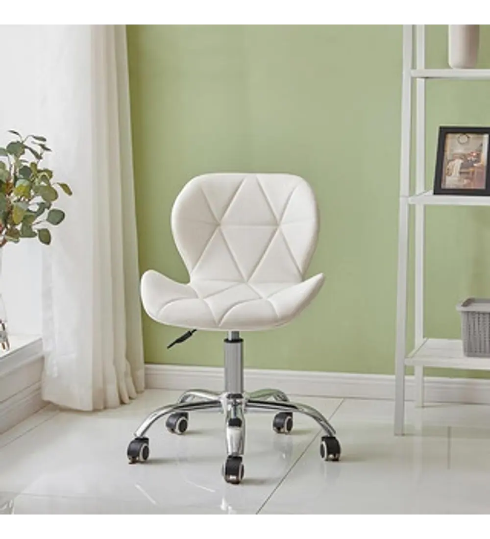 PACK 2 SILLAS WORK MARIPOSAS SILLA ALTURA AJUSTABLE CON RUEDAS + SILLA FIJA BASE MADERA - BLANCO - 3