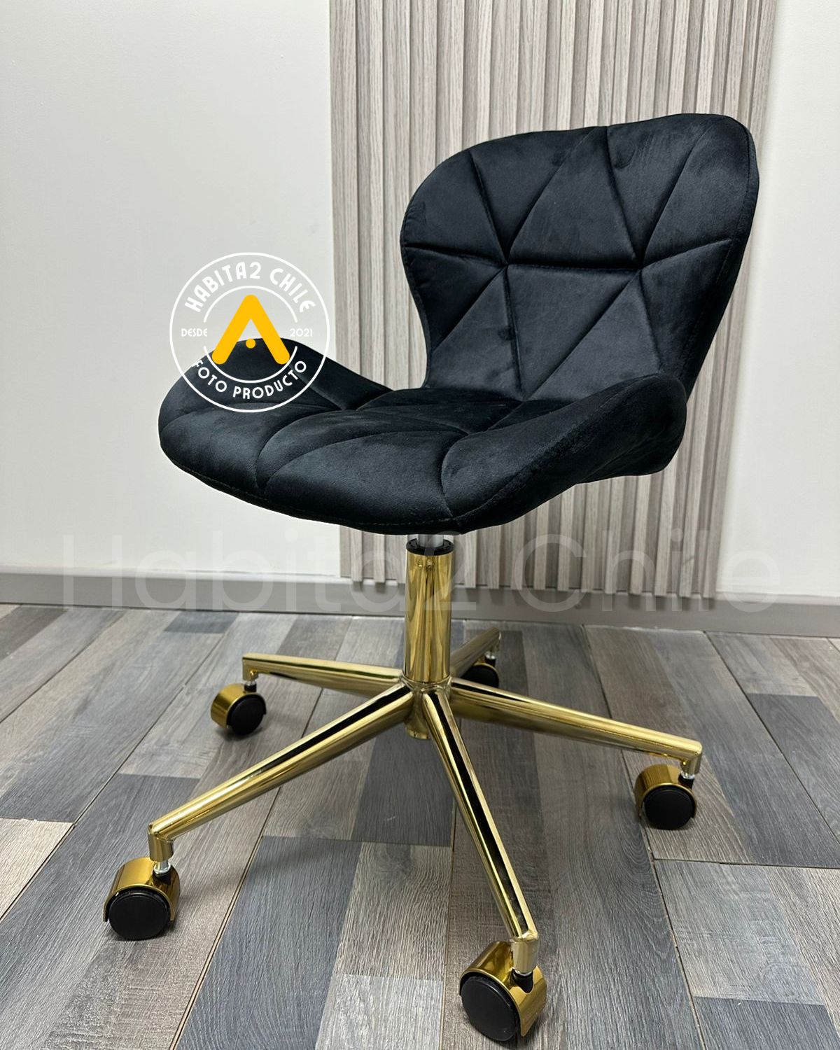 PACK SILLAS ESCRITORIO MARIPOSAS VELVET FELPA GOLD - NEGRO - 3