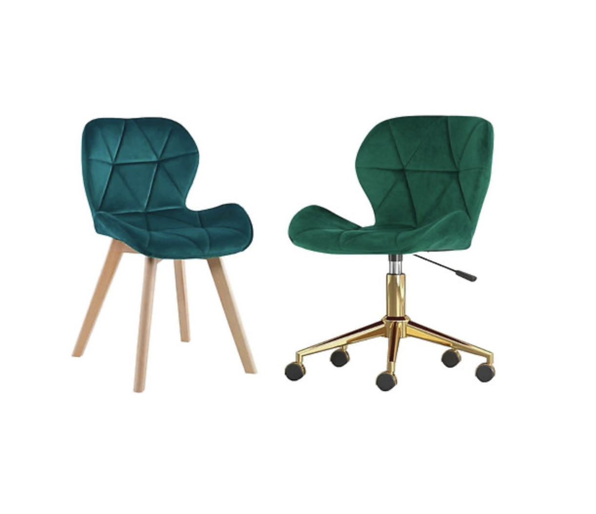 PACK SILLAS ESCRITORIO MARIPOSAS VELVET FELPA GOLD - VERDE - 1