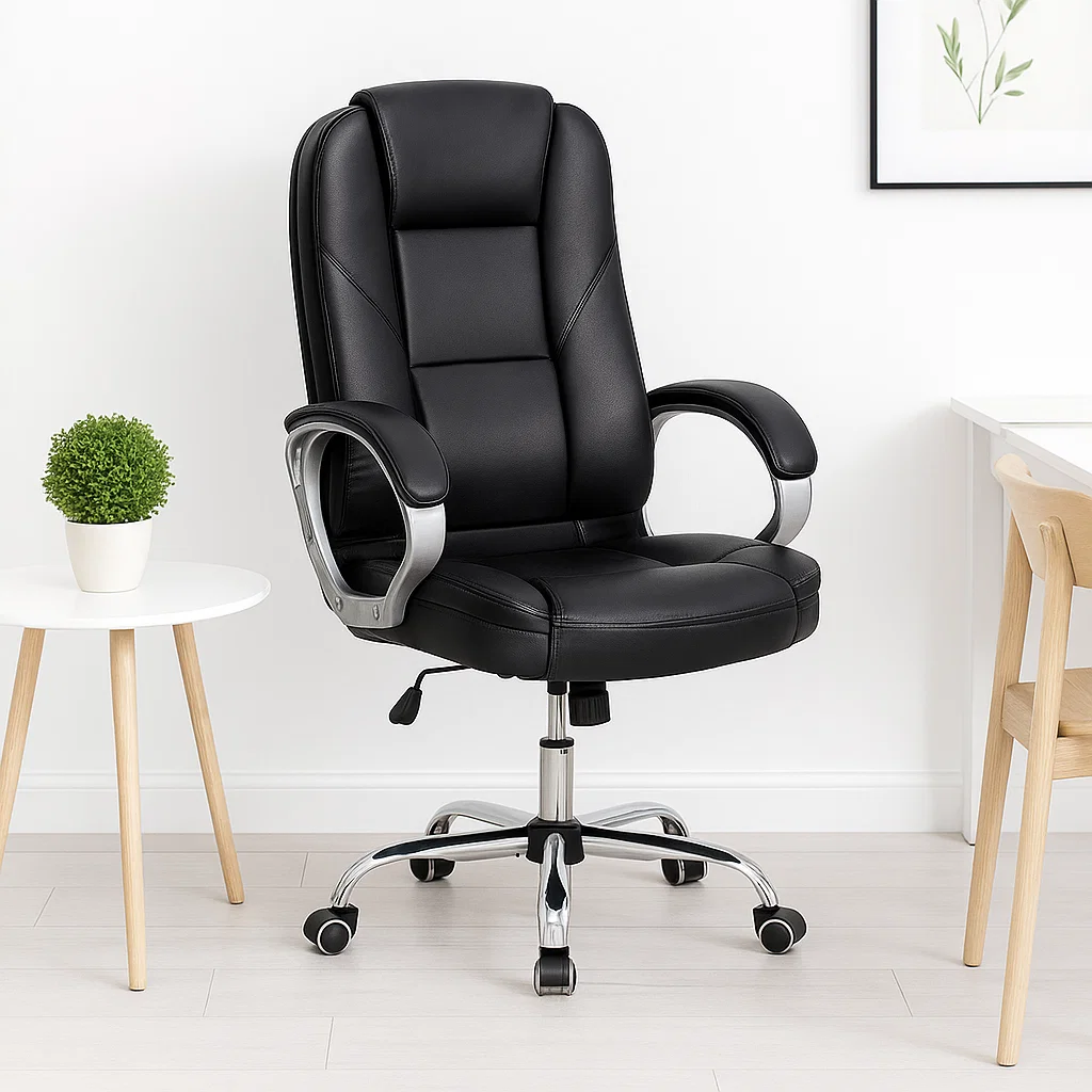 SILLA DE ESCRITORIO GIRATORIA CUERO PRESIDENT NEGRO - 4