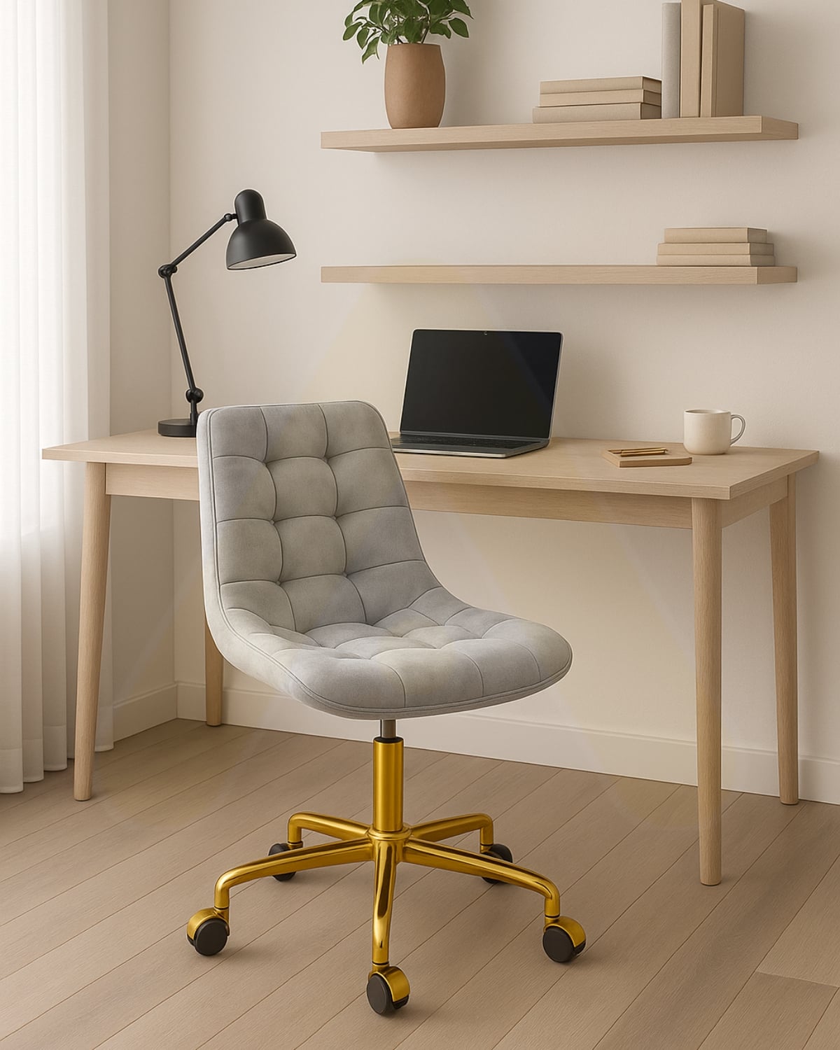 SILLA DE ESCRITORIO ROMA GOLD GRIS - 2