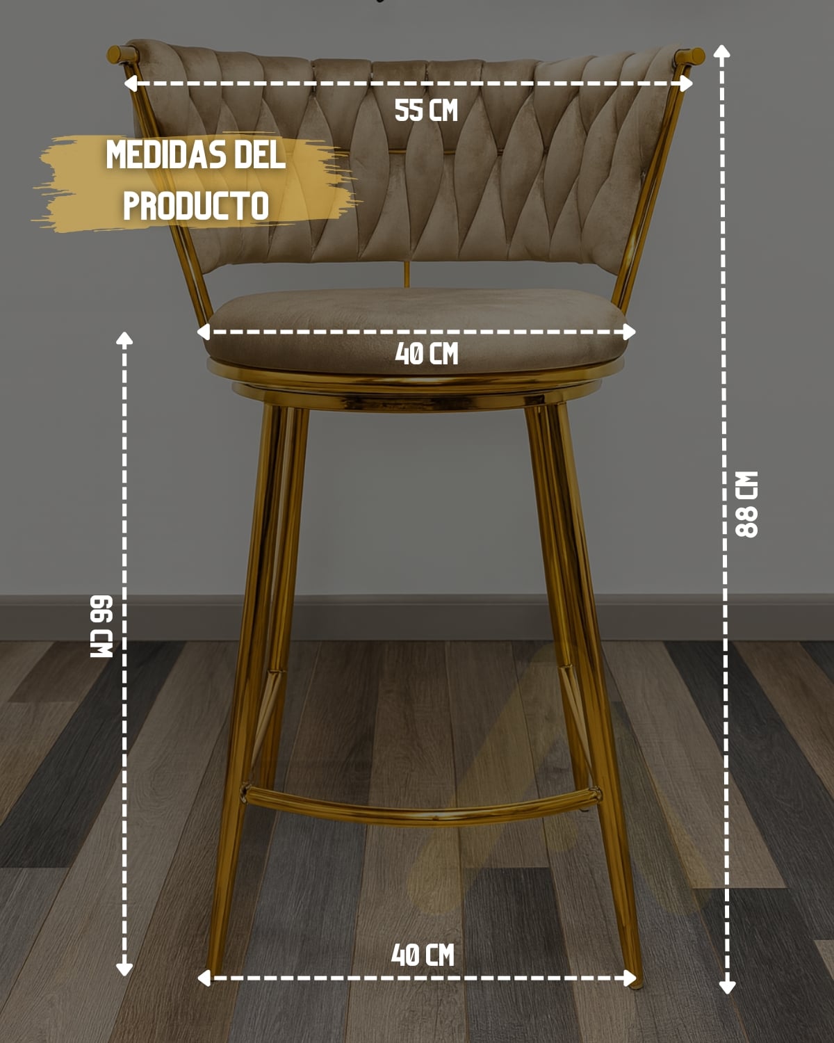 PACK 2 SILLA DE BAR QUEEN 66CM FIJO - ROSA - 4