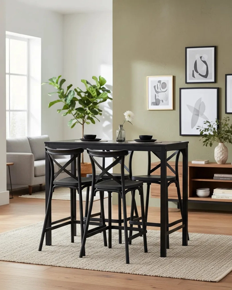 COMEDOR ALTO CON MESA BLACK 4 PUESTOS DANUBIO 65 CM - 2