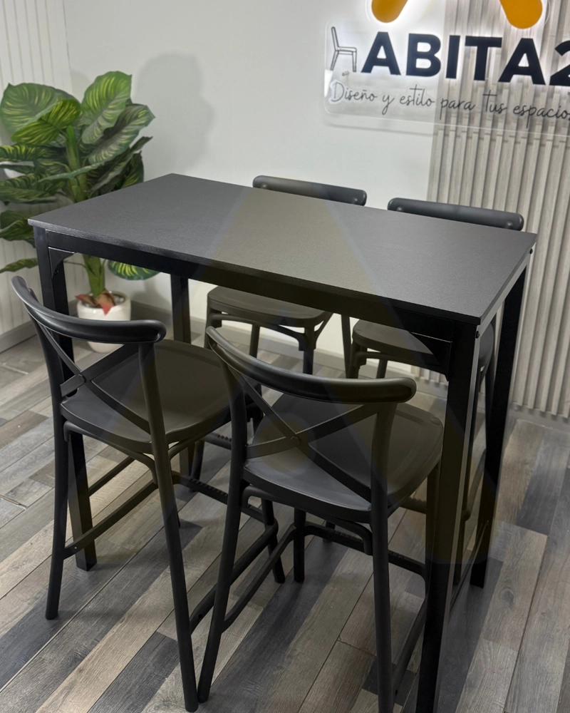 COMEDOR ALTO CON MESA BLACK 4 PUESTOS DANUBIO 65 CM - 3