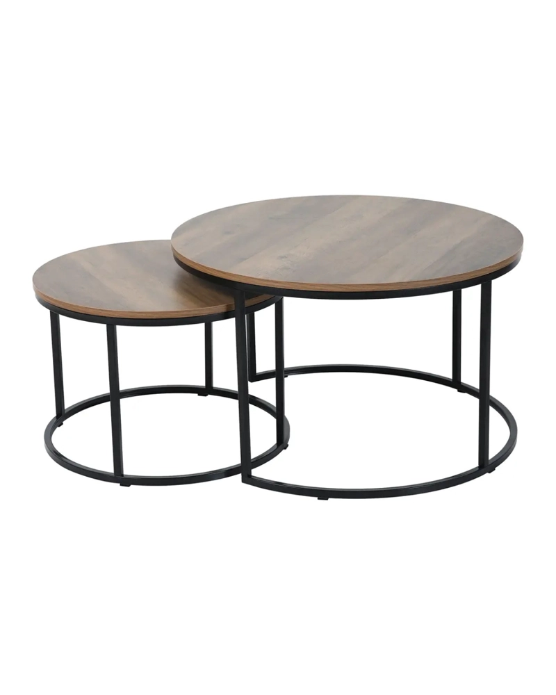 SET DE MESAS TIPO NIDO TOP - MADERA OSCURA - 1