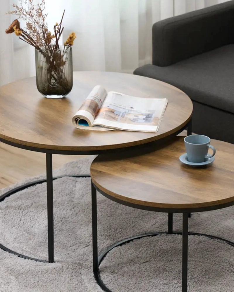 SET DE MESAS TIPO NIDO TOP - MADERA OSCURA - 2