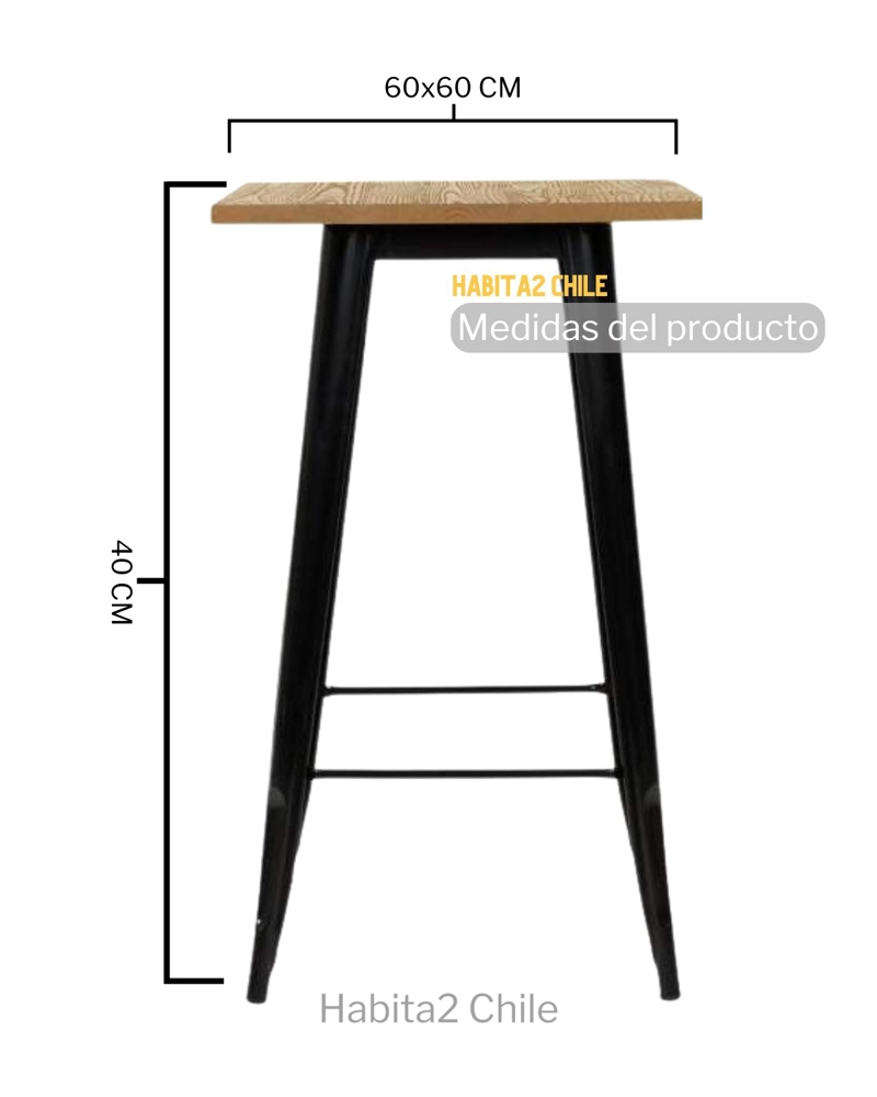 SET MESA ALTA CUBIERTA MADERA 60X60 TABURETES TOLIX 77 CM EXTERIOR - 4