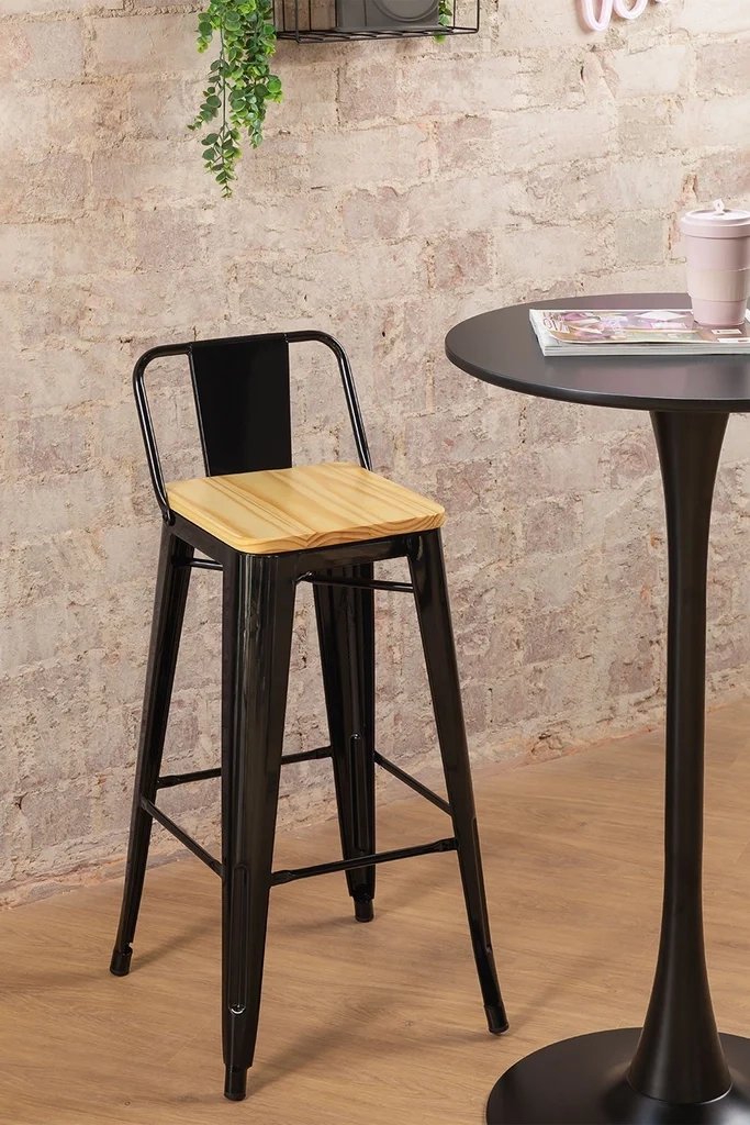 SET MESA ALTA CUBIERTA MADERA 60X60 TABURETES TOLIX 77 CM EXTERIOR - 5